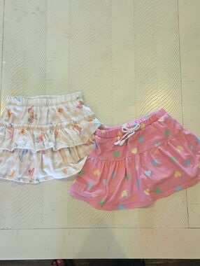 Girls Pink Heart Print Skirt with Elastic Waist